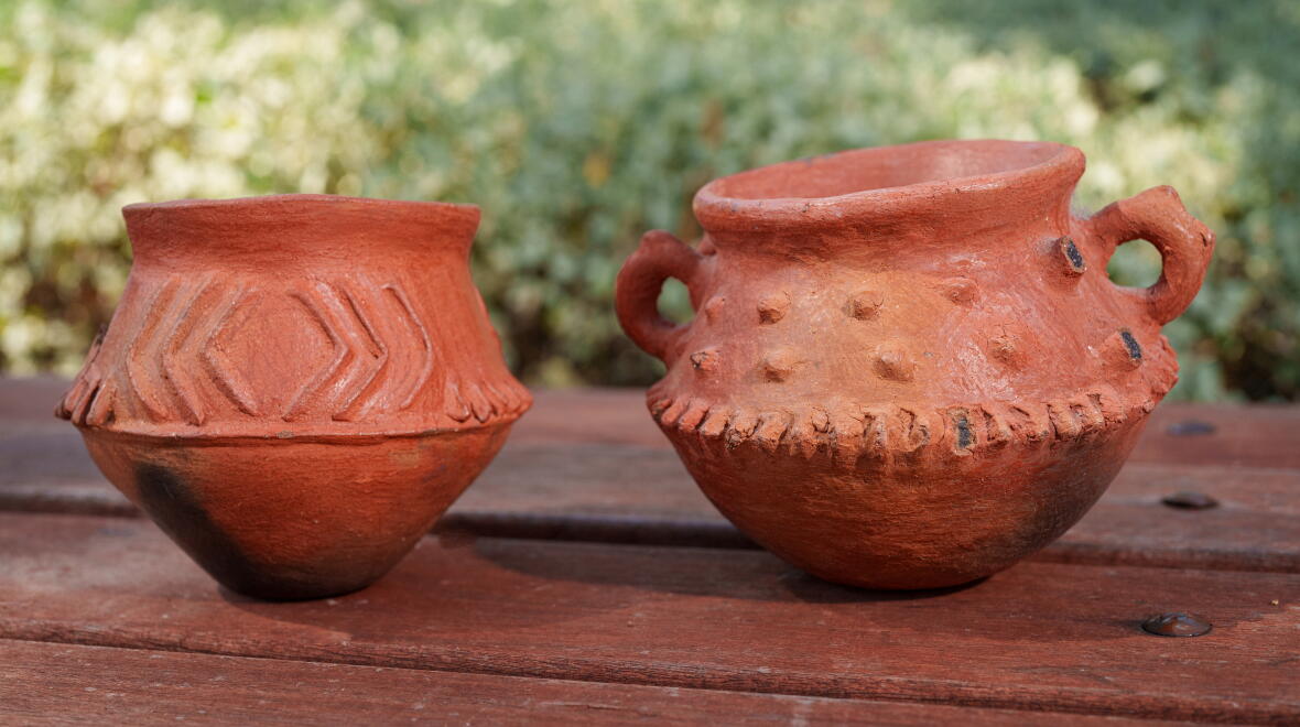 These pots were manufactured in Wusi, on the West Coast of Espiritu Santo Island in Vanuatu, South Pacific, where traditional pottery-making is still practiced today. Photo: Dave Fanner/ANU